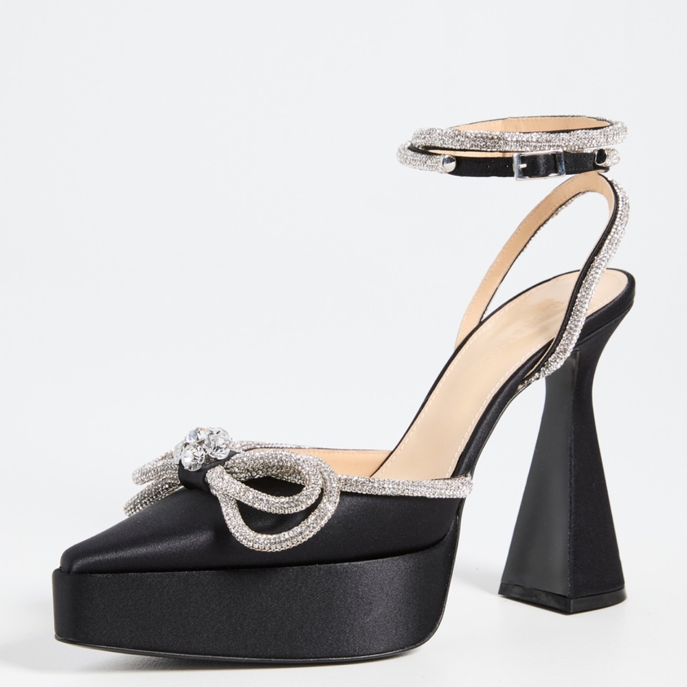 MACH & MACH Satin Double Bow Platform Pumps